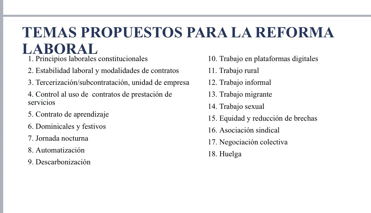 Reforma laboral: estos son los 18 puntos que se discutirán